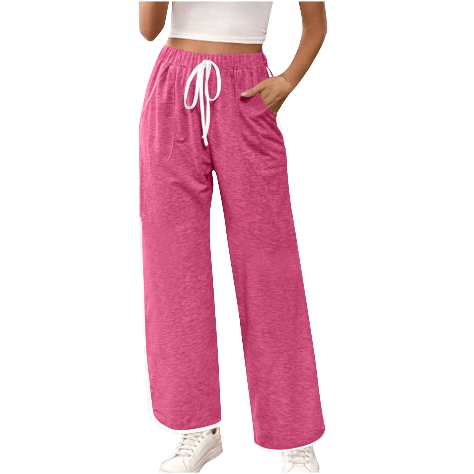 ZHUGeLI Wide Leg Sweatpants Women Baggy Straight Leg Sweatpants with  Pockets Drawstring High Waist Lounge Pants Sweat Pants - Walmart.com