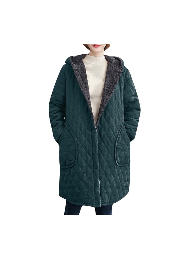Winter Coats For Women 2023 Fleece Lined Down Jacket Thickened Warm Hooded Overcoat Oversized Button Long Jackets