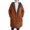 thumbnail image 1 of ZHUGeLI Winter Coats For Women 2023 Fleece Lined Down Jacket Thickened Warm Hooded Overcoat Oversized Button Long Jackets, 1 of 8
