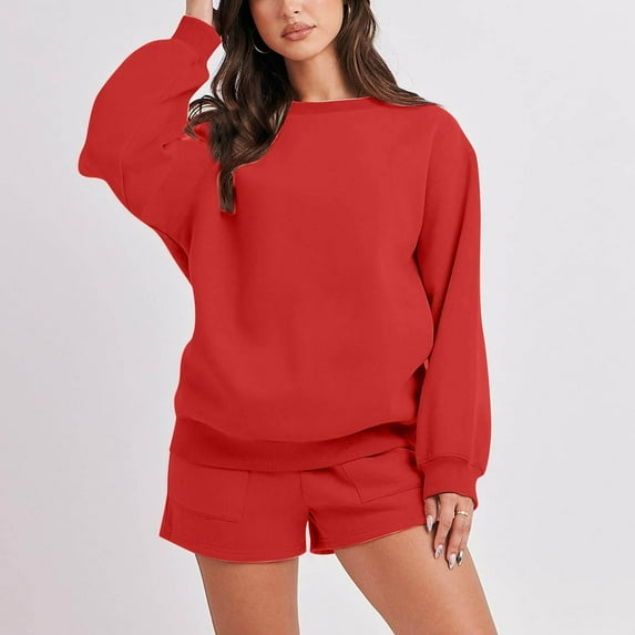 ZHUGeLI Women 2 Piece Outfits Sweat Shorts Sets 2024 Oversized Casual Lounge Matching Set Sweatsuit Tracksuit Clothes