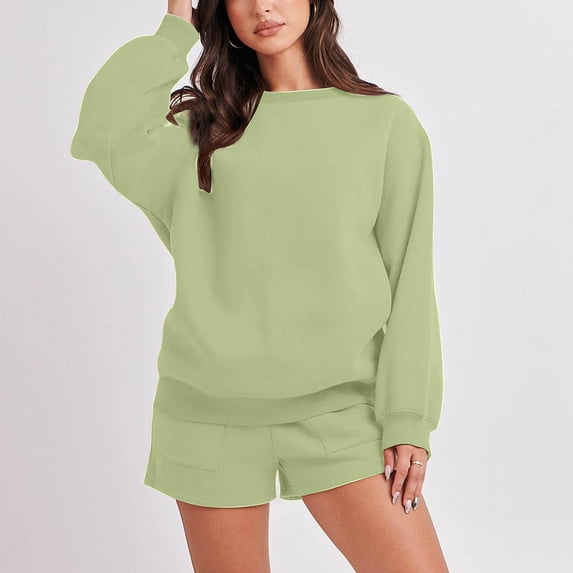 ZHUGeLI Women 2 Piece Outfits Sweat Shorts Sets 2024 Oversized Casual Lounge Matching Set Sweatsuit Tracksuit Clothes
