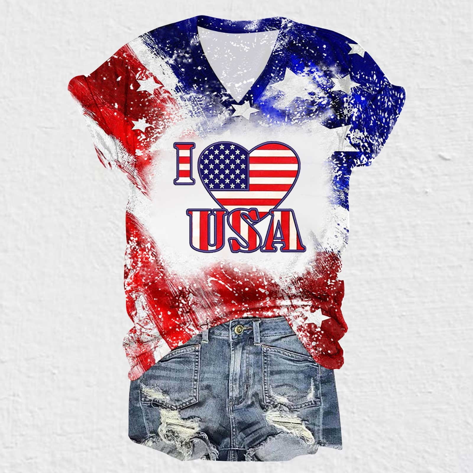 Cute Women's American Flag Baseball Tee – 4th Of July Patriotic Short Sleeve T-Shirt