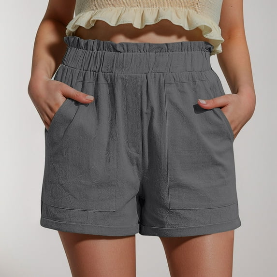 ZHUGeLI Women Casual Shorts Drawstring Comfy Elastic Waist Shorts Summer Pull On Short with Pockets