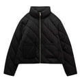 thumbnail image 1 of ZHUGeLI Women Cropped Puffer Jacket Winter Warm Lightweight Quilted Twill Coats Long Sleeve Stand Collar Zip Up Short Jacket, 1 of 7