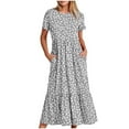 thumbnail image 1 of ZHUGeLI Women Summer Casual Sleeveless Crewneck Sundress Aline Flowy Tiered Maxi Long Beach Dress Vacation Outfits, 1 of 4