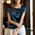 thumbnail image 1 of ZHUGeLI Women's Casual Solid Color Short-Sleeved Crew-Neck Top Up to 50% off Clearance, 1 of 6