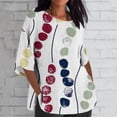 thumbnail image 1 of ZHUGeLI Women's Ladies Fashion Casual Cropped 3/4 Sleeve Printing Cotton Loose Shirt Blouse Top Up to 50% off Clearance, 1 of 5