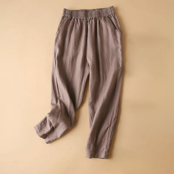 ZHUGeLI Women's Pants Casual Women's Wide Leg Lounge Capri Pants With Pockets Lightweight High Waisted Loose Trouser Drawstring Tie Elastic Waist Loose Jogger Pants