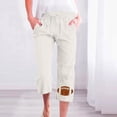 thumbnail image 1 of ZHUGeLI Women's Pants Cute Floral Print Capri Pants Women Summer Casual Cropped Pants Elastic Drawstring Waist Vacation Beach Pants Pocket Casual Loose Lightweigt Beach Trousers, 1 of 3