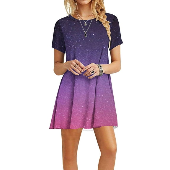 ZHUGeLI Women's Plus Size Dress Color Block Short Sleeve T Shirt Dress Casual Summer Dresses