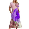 thumbnail image 1 of ZHUGeLI Women's Plus Size Rompers Fashion Printed Short Sleeve 2024 O-Neck Pocket Dress Casual Cocktail Dresses, 1 of 5