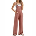 thumbnail image 1 of ZHUGeLI Women's Solid High Waist Solid Wide Leg Jumpsuit Casual Loose Button Jumpsuit Up to 50% off Clearance, 1 of 8