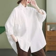 thumbnail image 1 of ZHUGeLI Women's Spring Lapel Collar Single Breasted Pocket Long Sleeved Solid Colored Workwear Pocket Shirt Up to 50% off, 1 of 7