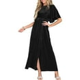 thumbnail image 1 of ZHUGeLI Women's Summer Sundress Women Solid Color Velvet Dress Short Sleeve Round Neck V-Neck Dress Floral Print Ruffle Puff Sleeve High Waist Midi Beach Dresses, 1 of 7