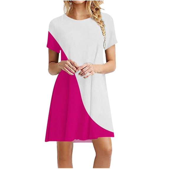 ZHUGeLI Women's Swing Loose T-Shirt Fit Comfy Casual Flowy Cute Swing Tunic Dress