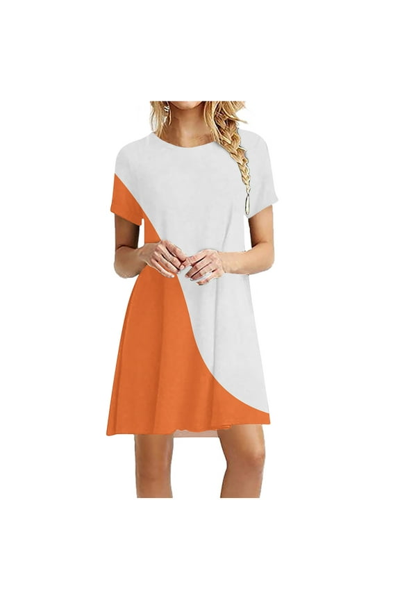 Women's Swing Loose T-Shirt Fit Comfy Casual Flowy Cute Swing Tunic Dress
