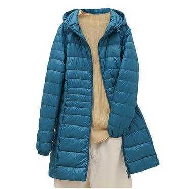 ZHUGeLI Women's Winter Warm Mid-Long Puffer Jacket Plus Size Water Resistant Quilted Jacket with Hood Zipper Packable Down Jacket