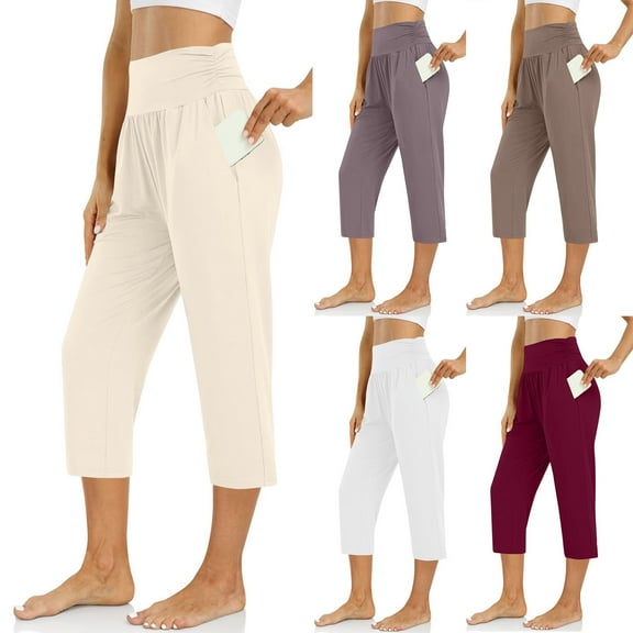 ZHUGeLI Womens Capri Pants Causal Pant Cropped Workout Pants Woven Loose Capris Pants Capris Pants with Pockets