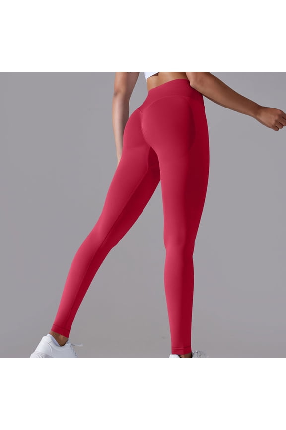 Womens Cross Waist Workout Leggings No Front Seam V Crossover High Waisted Workout Active Gym Yoga Leggings