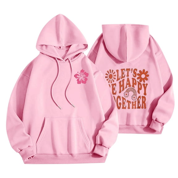 ZHUGeLI Womens Oversized Hoodies Letter Graphic Print Sweatshirt Long Sleeve Lightweight Sweatshirts with Kangaroo Pocket