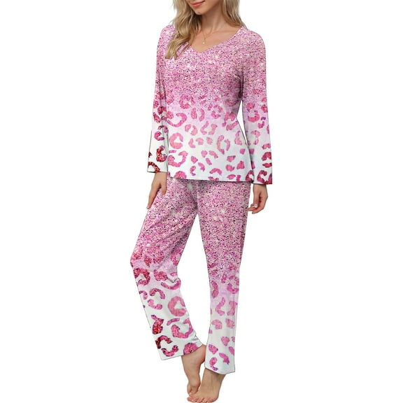 ZHUGeLI Womens Pajama Set Long Sleeve Pajamas Top and Pants V Neck Pjs Set Soft Loungewear with Pockets