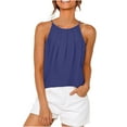 thumbnail image 1 of ZHUGeLI Womens Pleated Tank Tops Spaghetti Strap Camisole Tops Curved Hem Fashion Suspender Tops Up to 50% off, 1 of 6