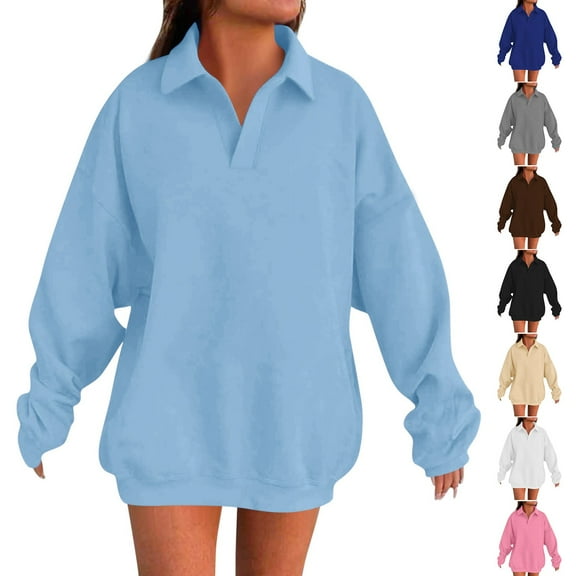 ZHUGeLI Womens Solid Color Sweatshirts Drawstring Pullover Tops Shirts Casual SolidLong Sleeve Blouse Pullover Sizes S-XXL