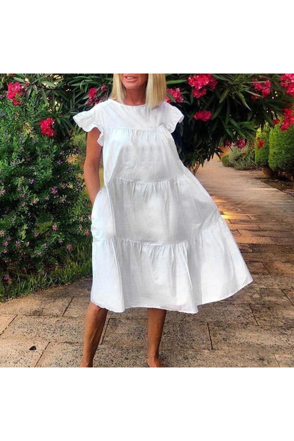 Womens SunDresses Casual Button Down V Neck Dresses Sleeveless Trendy Coloe Block Dress Tank Dress with Pockets