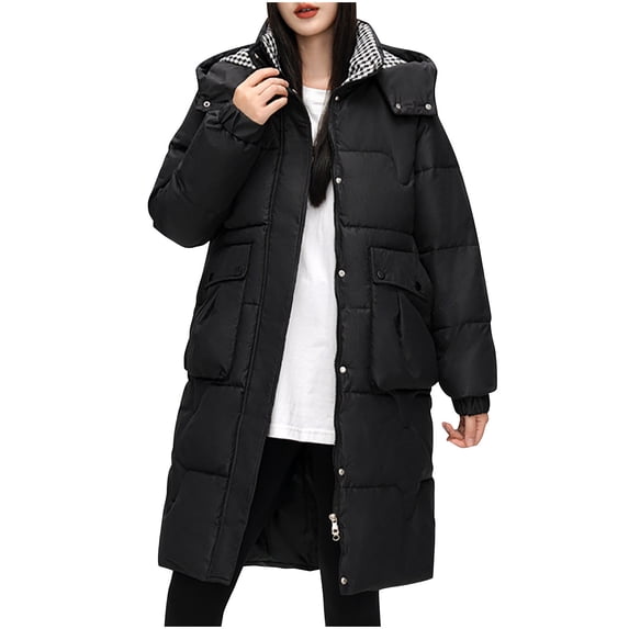 ZHUGeLI Womens Winter Coats Long Quilted Puffer Jacket Removable Hooded Padded Outerwear Full Zip Slim Fit Warm Maxi Parkas