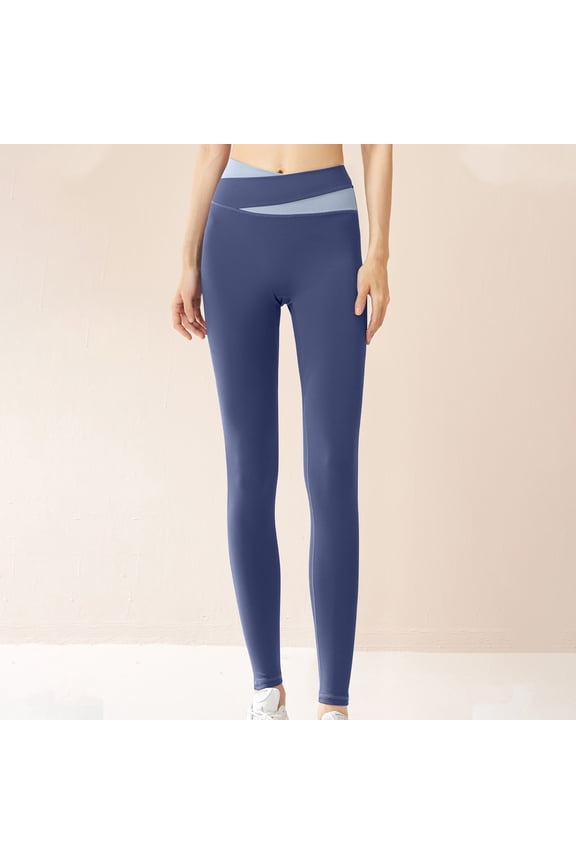 Womens Yoga Pants Fashion Patchwork Stretch Skinny Pants High Waist Tummy Control Hip Lift Legging Running Pants