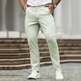 thumbnail image 1 of ZHUGeLI Work Pants for Men Solid Casual Button Waist Pockets Straight Type Golf Pants Suit Pants Trousers Green S, 1 of 7