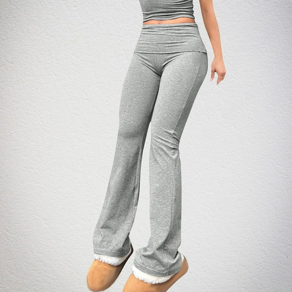 ZHUGeLI Yoga Pants Women Flared Leggings Fold Over Leggings High Waisted Pants Bootcut Yoga Pants Slim Fit Soft Comfy Pajamas