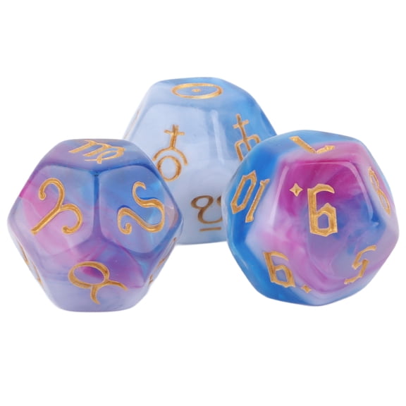 ZHUOPAI 12 Sides Dice Set Polyhedral Game Dice 3PCS Waterproof Acrylic Dodecahedron Astrological Fate Fortune Telling Dice for Table Gaming RPG (7.0x4.0x2.0 inches / 17.78x10.16x5.08 cm)