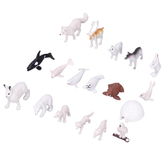 ZHUOPAI 18 Pcs Artic Animals Simulation Winter Animal Figures Model Set Toys Decoration Husky Beluga Whale (5.12 inches / 13 cm)