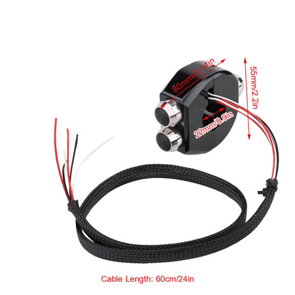 ZHUOPAI 22mm Motorcycle Handlebar Switch, Universal CNC Aluminum Alloy Momentary Latching Reset Button 3-in-1 Control Unit for 12V Motorbike Scooter, Weatherproof Handlebar Mounted Switches, Black