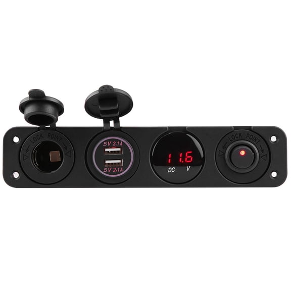 ZHUOPAI 4-in-1 On/Off Toggle Switch Panel Dual USB Charger Voltmeter for Car Boat Marine Truck Red DC 12V-24V Waterproof Auto RV UTV Replacement Parts