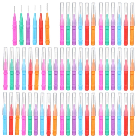 ZHUOPAI 60 Pieces Interdental Brushes Dental Floss Toothpicks Orthodontic Braces Brush Tooth Cleaning Tool For Daily Oral Care, Portable Soft Wire Flossers For Healthy Gums, 6 Colors Assortment