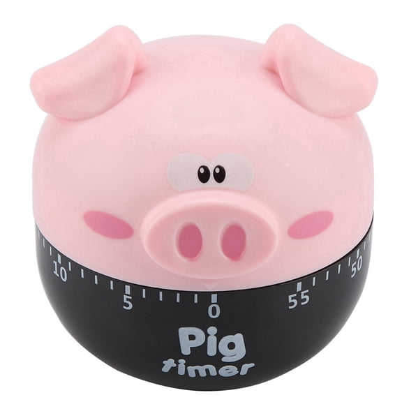 ZHUOPAI Cute Cartoon Pig Kitchen Timer, Mechanical 60-Min Cooking Counter Cooking Reminder for Baking & Boiling, 2.6 x 2.8 Inches / 6.5 x 7.0 cm, Pink