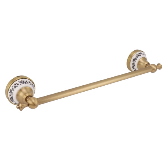 ZHUOPAI European Antique Copper Bathroom Towel Bar Single Wall Mounted Classic Ceramic Bath Towel Rack Hanger Holder Organizer For Premium Home Decor Refinement 40.5cm / 15.9 Inches