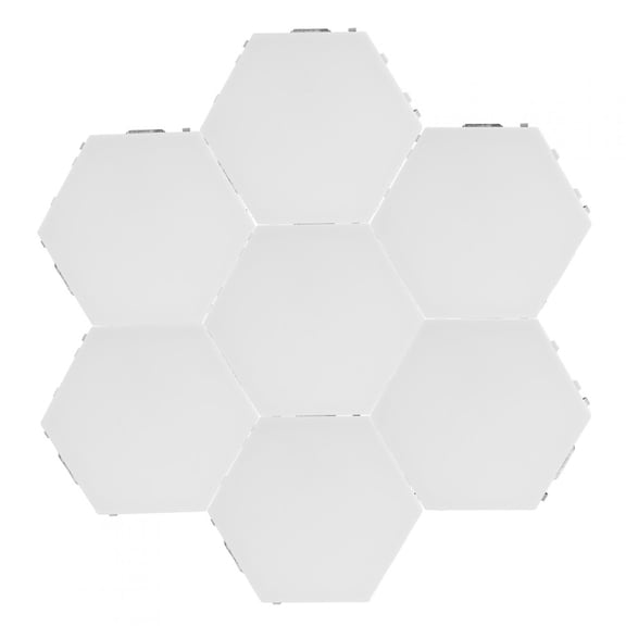 ZHUOPAI Hexagonal Shape DIY Wall Decorative Lamp, Touch Sensitive Quantum Light for Bedroom Living Room Decoration, Corded Electric 110V-240V, 7 Lights Pack, 8.27 inches / 21 cm, White