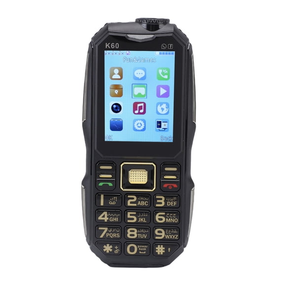 ZHUOPAI K60 2G Unlocked Phone for Seniors, 2.4 Inch Screen Triple SIM Card Standby Rugged Cell Phone with High Volume Loudspeaker, 10000mAh Battery Bluetooth 4.0 US Plug, Black