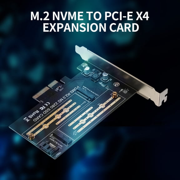 ZHUOPAI M.2 NVME to PCI-E X4 Expansion Card, Dual Protocol SSD Adapter Converter with M-Key B-Key Interfaces, 4.92 inches / 12.5 cm, Black