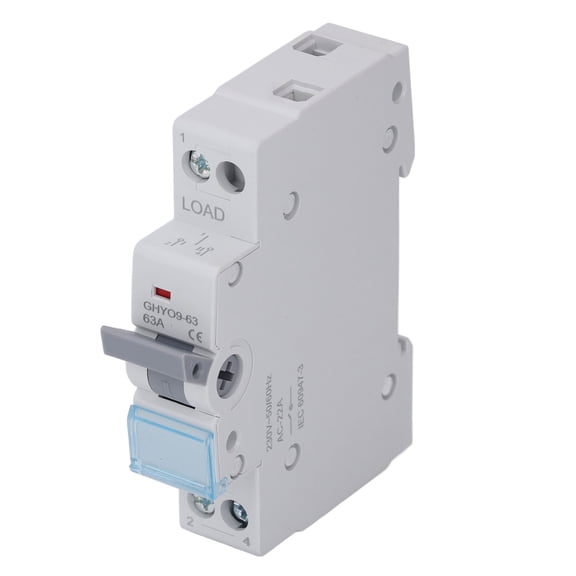 ZHUOPAI Manual Dual Power Transfer Isolation Switch 1P 63A 35mm DIN Rail Mount Changeover Switch Backup Power Generator Controller for Homes RVs 220V / 230V Electrical Systems