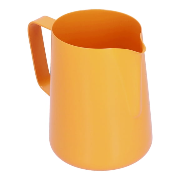 ZHUOPAI Premium 20.29 fl oz / 600 ml Stainless Steel Milk Frothing Pitcher with Pointed Spout, Vibrant Orange Teflon Coating Coffee Espresso Jug Cup for Barista Latte Art, 3.7 inches Diameter Base