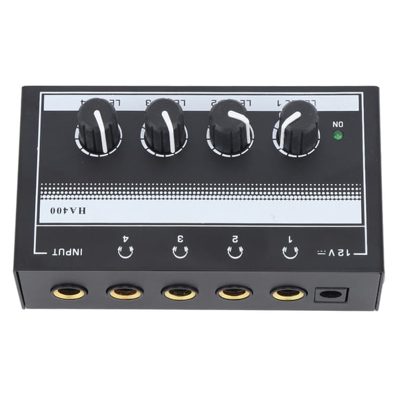 ZHUOPAI Professional 4 Channel Headphone Amplifier HA400A Ultra Low Noise Sound Mixer Audio Board Splitter for Studio Recording, Bar Party, and Monitor Earphone Setup (15.0x9.0x9.0 inches)