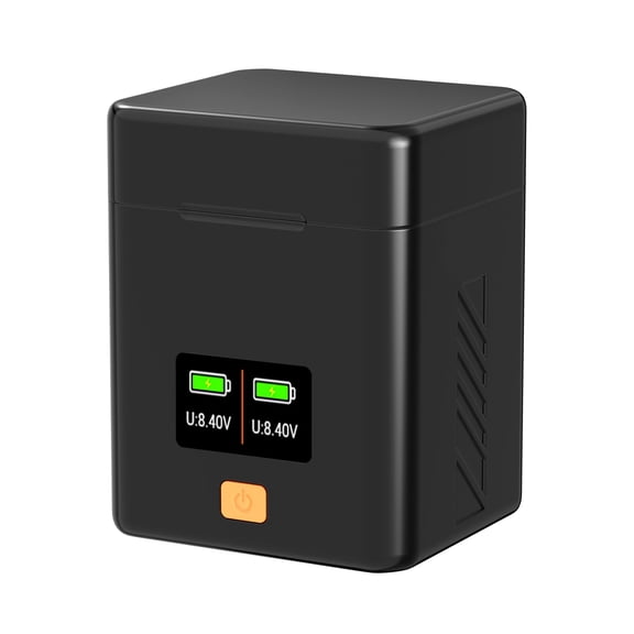 ZHUOPAI Professional Dual Slot Camera Battery Charging Case for NP-W235 Fast Charger Box with Integrated Smart OLED Screen Card Storage Slots and Premium Travel Protection 2.6 x 2.4 x 3.3 inches