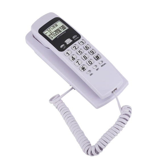 ZHUOPAI T555 Mini Wall Mounted Phone Caller ID Hotel Home Office Telephone with LCD Display Backlight, White (19.00 x 8.00 x 7.00 inches / 48.3 x 20.3 x 17.8 cm)
