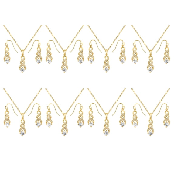 ZHUWE I Can't Say I Do Without You | Bridesmaid Jewelry Sets for Women 18K Gold Plated Cubic Zirconia Necklace Earring Set for Wedding Gifts (EIGHT SETS GOLD) C87