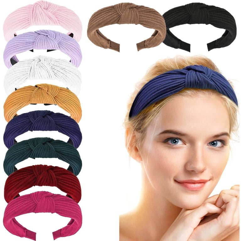 ZHUYING 10 Pack Knotted Wide Headbands for Women Cute 