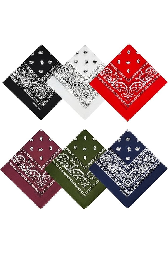 100% Cotton Large Bandanas for Men and Women, 22 Inch Paisley Bandana with Multiple Colors